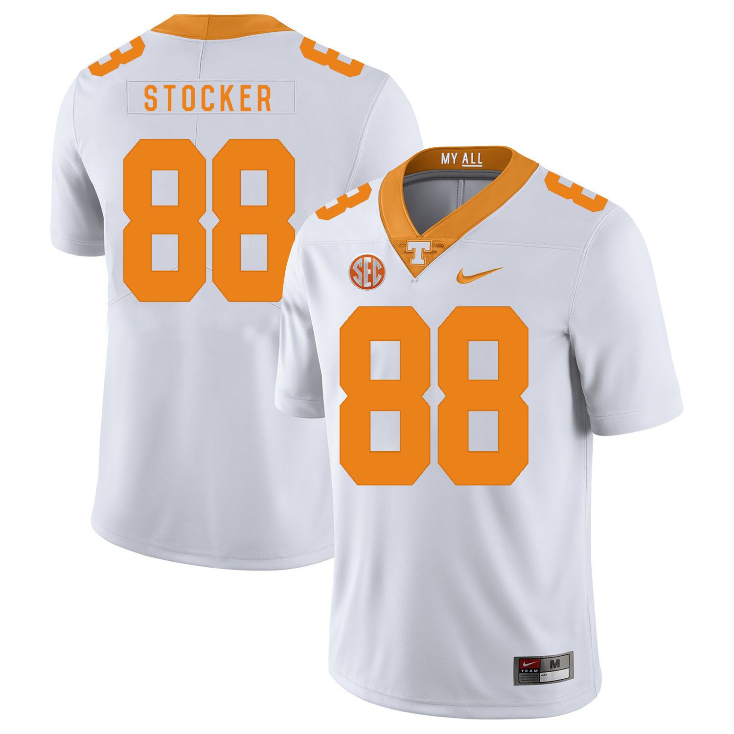 Men Tennessee Volunteers #88 Stocker White Customized NCAA Jerseys